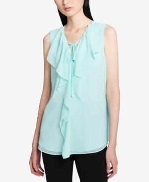 Calvin Klein Ruffled Tie-front Top