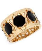 M. Haskell For Inc Gold-tone Jet Leather-look Hexagon Stretch Bracelet, Only At Macy's