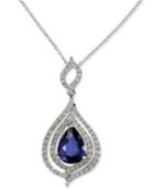 Royale Bleu By Effy Manufactured Diffused Sapphire (1-3/4 Ct. T.w.) And Diamond (1/2 Ct. T.w.) Pendant Necklace In 14k White Gold