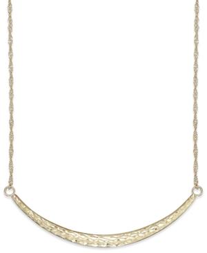 Diamond-cut Curved Bar Pendant Necklace In 14k Gold