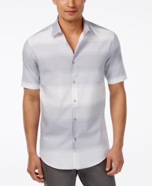 Alfani Men's Colby Horizontal-stripe Short-sleeve Shirt, Created For Macy's