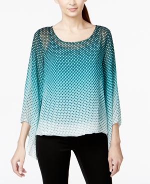 Alfani Petite Printed Ombre Angel-sleeve Blouson Top, Only At Macy's
