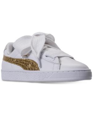 Puma Women's Basket Heart Glitter Casual Sneakers From Finish Line