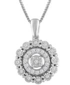 Diamond Round Halo Pendant Necklace (1/5 Ct. T.w.) In Sterling Silver