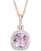 Amethyst (1-3/8 Ct. T.w.) & Diamond Accent 18 Pendant Necklace In 18k Rose Gold-plated Sterling Silver