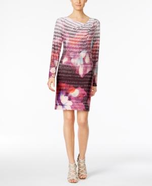 Rachel Rachel Roy Printed Draped-neck Sheath Dress