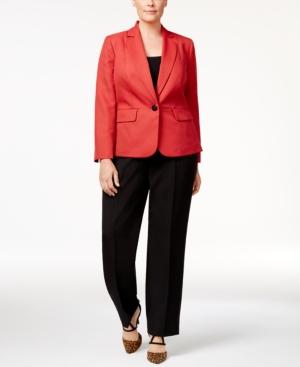 Le Suit Plus Size Colorblocked Single-button Pantsuit