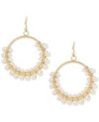 Inc International Concepts Gold-tone Imitation Pearl Drop Hoop Earrings, Only At Macy's