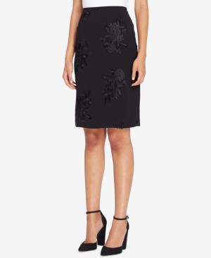 Tahari Asl Floral-embroidered Pencil Skirt