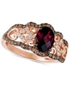 Le Vian Chocolatier Raspberry Rhodolite Garnet (1 Ct. T.w.) And Diamond (3/8 Ct. T.w.) Ring In 14k Rose Gold