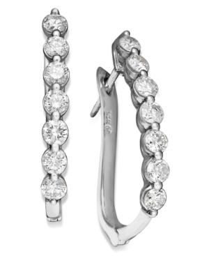 Diamond Earrings, 14k White Gold Certified Near Colorless Diamond Hoops (1 Ct. T.w.)