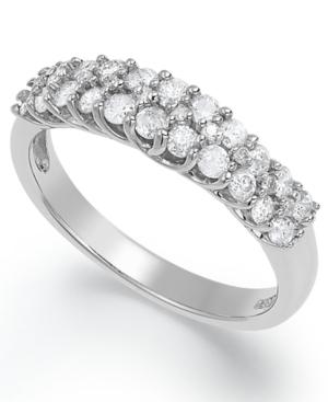 Diamond Ring, Sterling Silver Certified Round-cut Diamond Two-row Wedding Band (3/4 Ct. T.w.)