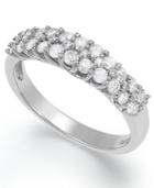 Diamond Ring, Sterling Silver Certified Round-cut Diamond Two-row Wedding Band (3/4 Ct. T.w.)