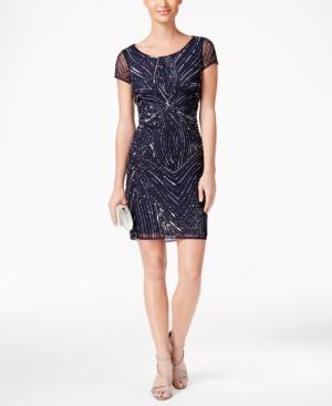 Adrianna Papell Petite Beaded Sequined Sheath Dress