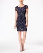 Adrianna Papell Petite Beaded Sequined Sheath Dress