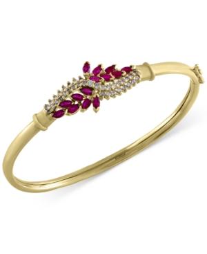 Ruby Royale By Effy Ruby (1-5/8 Ct. T.w.) And Diamond (1/2 Ct. T.w.) Bangle Bracelet In 14k Gold, Created For Macy's