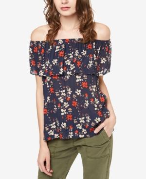 Sanctuary Misha Printed Off-the-shoulder Flounce Top