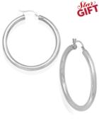 Signature Gold Diamond Accent Hoop Earrings In 14k White Gold Over Resin