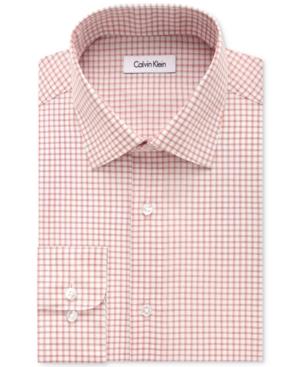 Calvin Klein Steel Men's Classic-fit Non-iron Performance Sienna Check Dress Shirt