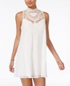 City Studios Juniors' Crochet Lace Mock-neck Dress