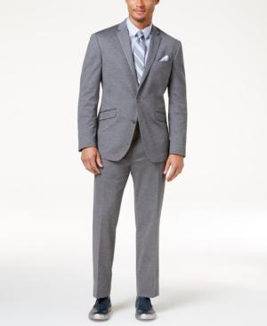 Kenneth Cole Reaction Men's Slim-fit Medium-gray Knit Techni-cole Suit