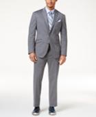 Kenneth Cole Reaction Men's Slim-fit Medium-gray Knit Techni-cole Suit