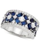 Cubic Zirconia Colored Cluster Statement Ring In Sterling Silver