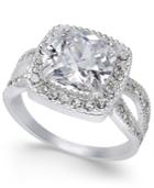 Charter Club Silver-tone Cushion Cut Crystal Ring, Created For Macy's
