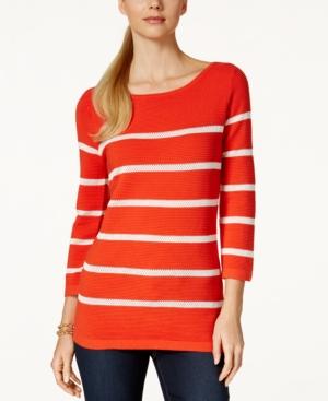 Charter Club Crochet Stripe Sweater, Only At Macy's