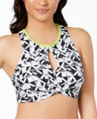 Go By Gossip Geo Graphic Content High-neck Keyhole Bikini Top Women's Swimsuit