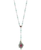 Betsey Johnson Gold-tone Beaded-chain Crystal And Pave Peacock-inspired Lariat Necklace