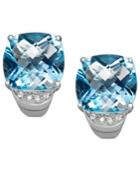Sterling Silver Earrings, Blue Topaz (1/4 Ct. T.w.) And Diamond Accent Stud