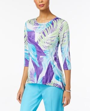 Alfred Dunner All Aflutter Embellished Handkerchief-hem Top