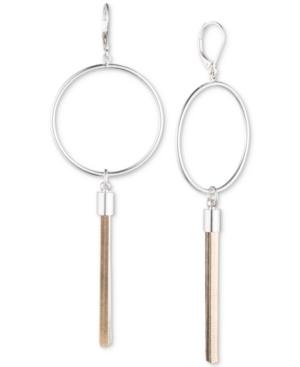 Nine West Two-tone Tassel Drop Hoop Earrings
