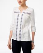 Style & Co Petite Embroidered Crochet Top, Only At Macy's