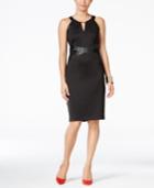 Thalia Sodi Halter Faux-leather Trim Dress, Only At Macy's
