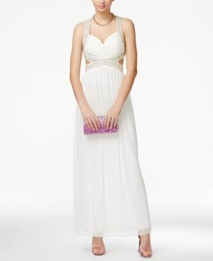 Trixxi Juniors' Jewel Strap Side Cutout Gown