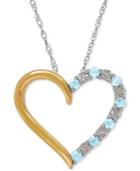 Aquamarine (1/4 Ct. T.w.) And Diamond Accent Heart Pendant Necklace In Sterling Silver And 14k Gold