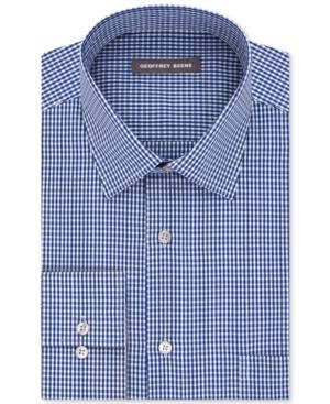 Geoffrey Beene Men's Tall Bedford Cord Classic-fit Cadet Blue Check Dress Shirt