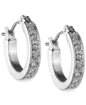 Nine West Silver-tone Pave 1/2 Crystal Hoop Earrings