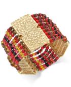 Thalia Sodi Gold-tone Hammered Beaded Stretch Bracelet, Only At Macy's