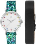 I.n.c. Women's Glitter Faux Leather Strap Watch 36mm With Interchangeable Strap Gift Set, Created For Macy's