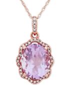 Amethyst (2-5/6 Ct. T.w.) & Diamond (1/10 Ct. T.w.) Pendant Necklace In 10k Rose Gold