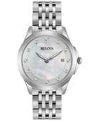 Bulova Women's Diamond Accent Stainless Steel Bracelet Watch 36mm 96p174