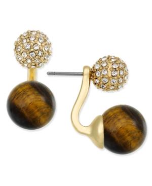 Charter Club Silver-tone Gray Imitation Pearl And Crystal Fireball Front And Back Earrings, Only At Macy's