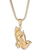 Praying Hands 24 Pendant Necklace In 18k Gold-plated Sterling Silver