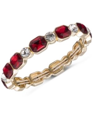 Anne Klein Gold-tone Crystal & Red Stone Stretch Bracelet