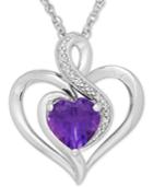 Amethyst (1-1/10 Ct. T.w.) & Diamond Accent Heart Pendant Necklace In Sterling Silver