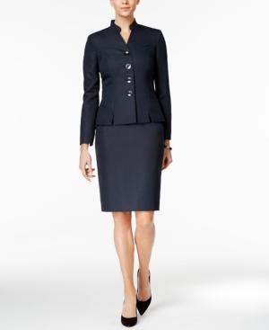 Le Suit Textured Four-button Skirt Suit