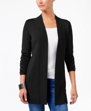 Jm Collection Lace-up-sleeve Cardigan, Only At Macy's